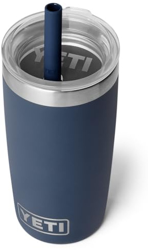 YETI Rambler 10 oz (295 ml) Jr Kids Tumbler, Vacuum Insulated Stainless Steel Tumbler with Silicone Straw Lid, Navy