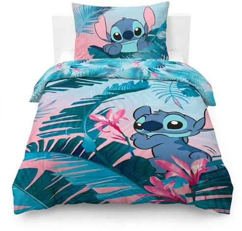 Jay Franco Children's Disney Lilo and Stitch Single Duvet Cover Set – 100% Cotton Super Soft Bedding with Pillowcase, Official Licensed Product, Multi, 2 Piece Set