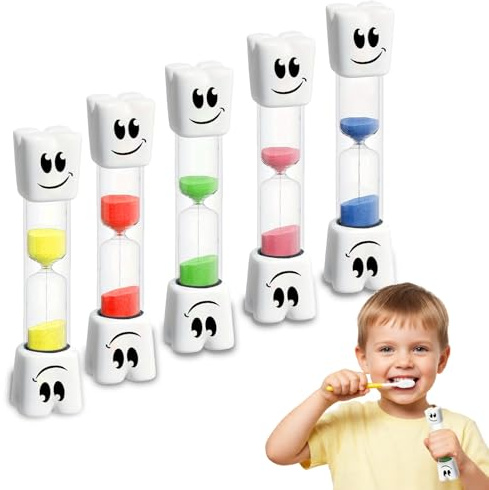 5 timer per spazzolino da denti per bambini, timer da 2 minuti e 3 minuti per denti, tempo di sabbia per bambini, 2 minuti di sabbia per bambini, divertente clessidra da bagno, strumento per l'igiene