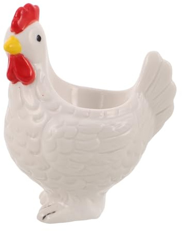 PRETYZOOM Huevera de Cerámica Reutilizable Forma de Pollo 3d Color, Taza Porta Huevos Pasados por Agua para Desayuno, Soporte Decorativo para Huevos Cocidos en Pascua y Cocina (1 Pieza)