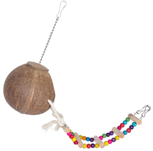 ROMISBABA Pet Birdhouse Hanging Coconut Bird Houses with Ladder Creative Design Decorative Coconut Shell Garden Decoration for Birds and Pets in Garden Decorations