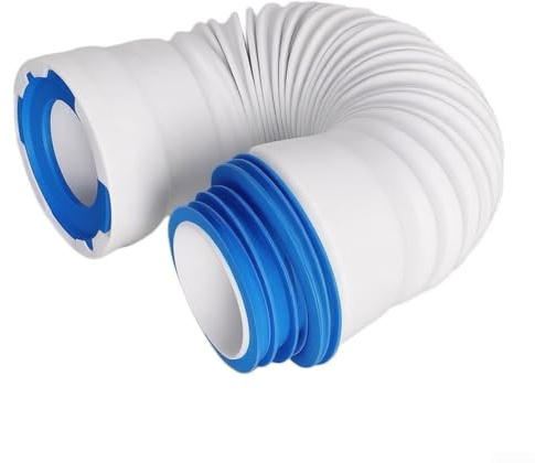 Flexible Toilet Waste Pipe Connector Extensible 250mm To 530mm Pan Drain Hose With Silicone Seal For Wall And Floor Drainage Systems White