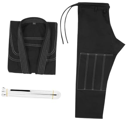 QLECXZI Professional Tailoring Brazilian Jiu Jitsu Gi Waist Belt, Black, A2 | Lightweight Jiu Jitsu Suit Gear For Children Brazilian Gi Tournament Kimono Uniforms