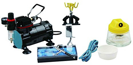 Bc-elec AS-18KB PROFESSIONELLES AIRBRUSH SET KOMPRESSOR AIRBRUSHPISTOLE KOMPLETT KIT INKL HALTER