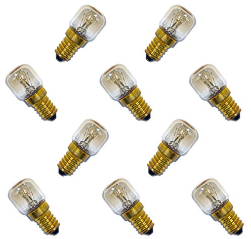 NCC-Licht 10x Glühbirne Backofenlampe T22 Röhre E14 T26 Röhre E14 15W | Leuchtmittel aus klarem Glas mit E14-Sockel, ideal für Backöfen und hitzebeständige Anwendungen
