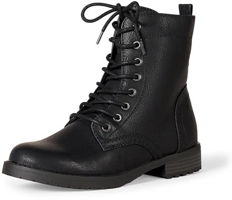 Amazon Essentials Botas de combate con cordones para mujer, color negro, talla 4.5