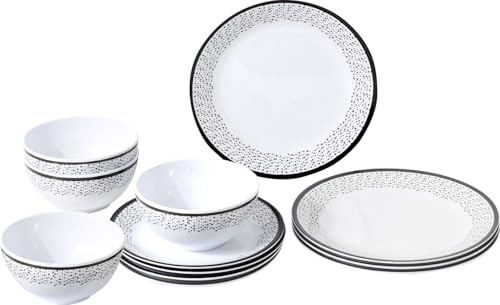 BRUNNER 0830148N.C6X Speiseteller, Schalen, Dessertteller aus bruchfestem Melamin, Midday Pralin, Set X4 Personen, 12 Stück