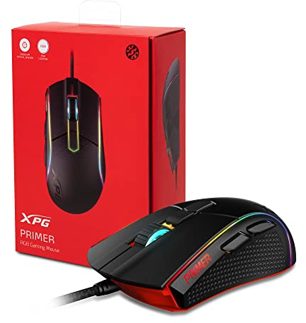 XPG ADATA PRIMER Gaming Mouse, RGB Lighting Effects, Omron Mechanical Switches, 20-million clicks rating, Optical sensor with up to 12000 DPI, Comfort, Accuracy, Durability, Flair, Double-shot PBT