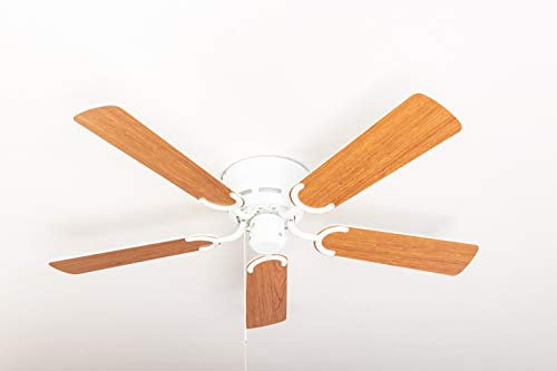 Pepeo Extra flacher Deckenventilator Kisa Deluxe Weiß Flügel Weiß/Ahorn