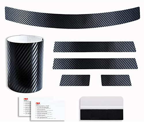 tuning-art FS705 Ladekantenschutz Einstiegsleisten Folie passend für VW Golf 7 Variant 2017-, Farbe:Carbon-Look