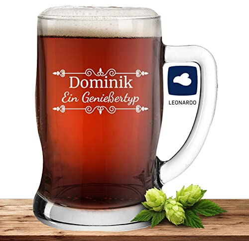 Deitert Bierseidel mit Name oder Wunschtext, Leonardo Bierkrug 0,5l inkl. Gravur, individuelles Geschenk, personalisiertes Bierglas, Motiv Verzierung01