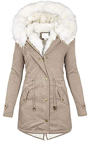 757 Cappotto Invernale Donna Con Fodera Caldo Spessore Lungo Giacca Parka Con Cappuccio di Pelliccia