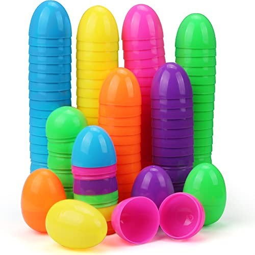 Luclay 98 Piezas Huevo de Pascua Rellenables, Huevos Juguete Pascua Niños, Huevos de Plástico de Colores para llenar Regalos de Pascua, Caza Huevos de Pascua