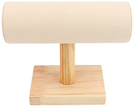 Sharplace Présentoir à Bijoux, Support de Barre en T, Organisateur de Rangement, Montres, Colliers, Chaîne en Bois, Bracelets, Bracelets, Organisation, Vitrine, Petit Beige