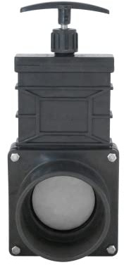 Pondlife Absperrschieber für PVC-Rohrleitungen, beidseitige Klebemuffen, Zugschieber mit DN 65 / Ø 75 mm, PVC-U Gehäuse mit Verstärkungsrippen, Edelstahl-Spindel, EPDM-Dichtungen, witterungsbeständig