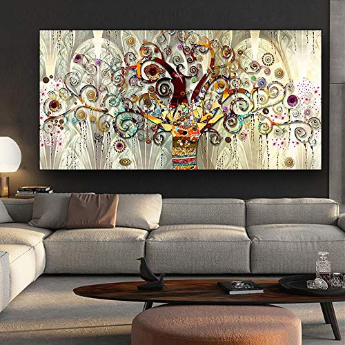 Wewoo Home Albero della vita di Gustav Klimt Paesaggio incorniciato Wall Art Canvas Scandinavian Modern Grande quadro per l'arredamento della cucina 50x100cm telaio interno