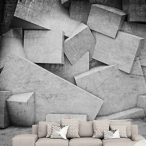 XAONUO Gris Papier Peint Photo 3D Optique Gris Carré Motif Trompe L Oeil | Déco Mural Tableaux Muraux Photo 400X280Cm Mural Décor Motif Poster Géant Stickers Muraux Optique Fond Effet