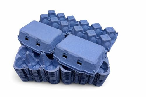 HAPPY CHICKENS 140 NEW 1/2 DOZEN 'FLAT TOP' CARDBOARD EGG BOXES IN BLUE