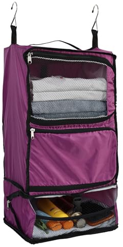 Surblue Hängeregal Reisetasche Kompressionspackwürfel für Koffer Zusammenklappbar mit Erweiterungsschicht Große Kapazität Lila XXL