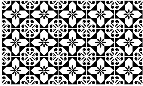 Ulticool Stickers décoratifs pour carrelage – Fleurs noir et blanc – 15 x 15 cm – Lot de 15 autocollants autoadhésifs pour carrelage – Mur de salle de bain – Mur de cuisine