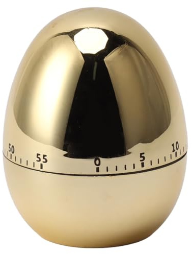 Eieruhr Mechanisch 60 Minuten Ei Timer Zeitmesser Eiförmige Eieruhr Kochwecker Zum Kochen, Lernen, Yoga Übungen (Gold)