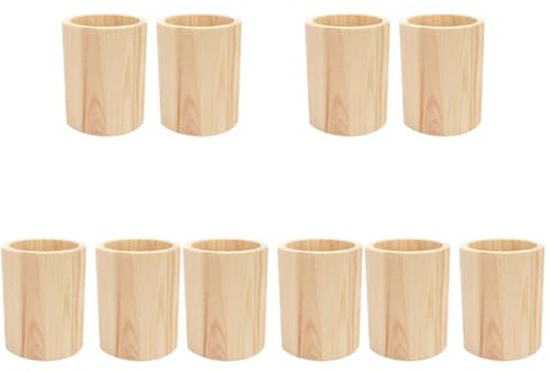STOBOK 10 Stück Holz Stiftehalter Rohlinge zum Bemalen | DIY Holz Schreibtisch Stifteköcher für Kreativprojekte Make-up-Pinselhalter Sukkulenten-Blumentopf Schreibwaren-Organizer