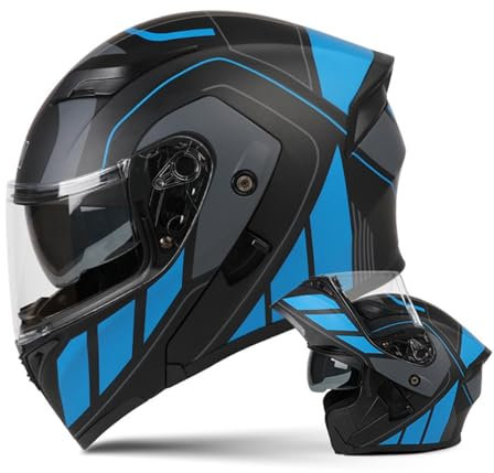 Motorradhelm Klapphelm Doppelspiegel Motorradhelm Modularer Helm Integralhelme ECE/DOT Zertifiziert Full Face Helm Hochklappbarer Lokomotivhelm Sturzhelm Moped-Helm Vollvisierhelm 8,XXL