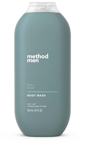 Method Men Body Wash, Sea and Surf Scent, Paraben and Phthalate Free, Quick-Lathering Cleansers, Cruelty Free, 18 oz (Pack of 1)
