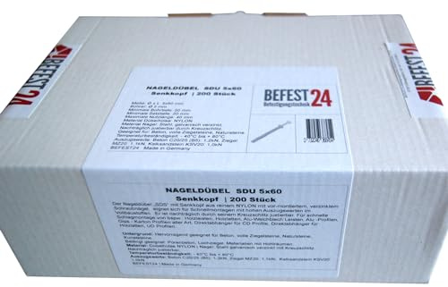 Nageldübel Schlagdübel Ø 5-6-8 mm Länge 30-160 mm | NYLON BEFEST24® Made in Germany (5x60mm)