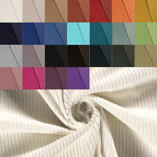 Breitcord Meterware - robuster Cordstoff - weicher Baumwollcord - dicker Rippenstoff - breit gerippt - fester Cord Baumwolle *ab 50 cm, Farbe: 051 creme