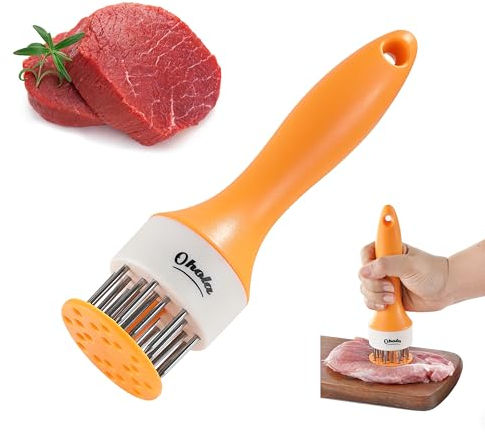 Meat Tenderizer Tool, OHOLA Stainless Steel Meat Tenderizer, Meat tenderizer Stapler with 20 Sharp Needle, Great for tenderizing Beef, Chicken, Steak, Veal and Pork (Stylish Two-Tone Color)
