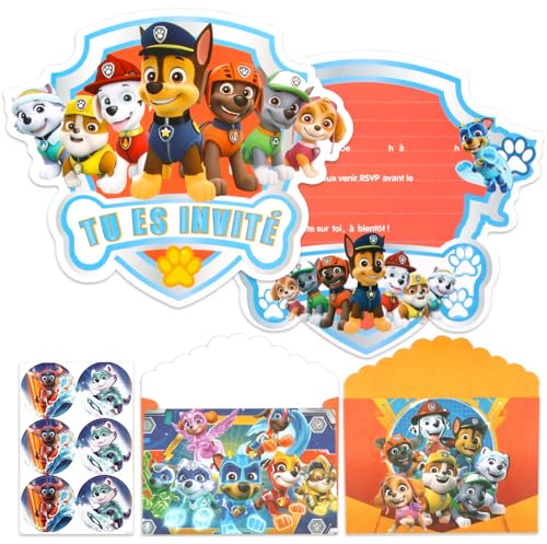 Powmag 12 Stück Dog Patrol Einladungskarten Kindergeburtstag, Einladungskarten Geburtstag Junge Madchen, Cartoon Anime Kinder Einladung Set, Partyeinladungen Einladungen Kinder