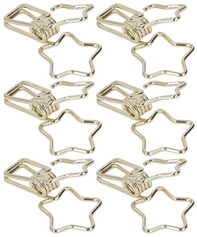 Emoshayoga Hohle Binderklemmen, Stern-Binder-Clips, goldfarben, Cartoon-Stil, kleine Büroklammern für Dokumente, Kleidung, Papiere, 100 Stück