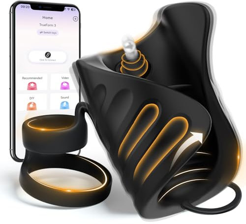 Mastubator Sex Spielzeug für die Paare Penistrainer mit 9 Starke Vibrationen & Klopfenmassage APP Steuerung Doppelte Penisringe Penishülle Sexspielzeug für Paare extrem Starkmann sexspielzeug Schwarz