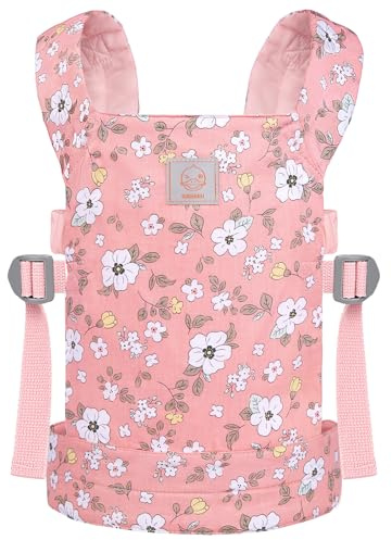 GAGAKU Porte-poupée pour Enfants en Peluche avec Sangles réglables pour poupée - Rose (Fleurs d'anémone)