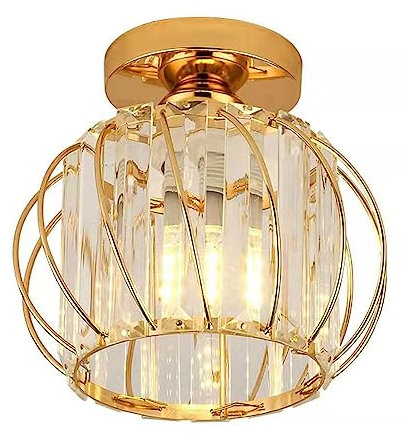 LED Kristall Deckenleuchte Moderne Mini-Kristall-Deckenleuchte Semi Flush Mount Crystal Kronleuchter Kleine Kristall-Deckenleuchte for Eingangsbereich Schlafzimmer Badezimmer Flur Schrank Foyer(Gold)