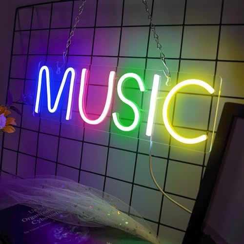JEMESI Music LED Sign, Neon Light for Wall Decoration, Musical Word for Bedroom, Playroom, Club, Bar, Party, Game Room