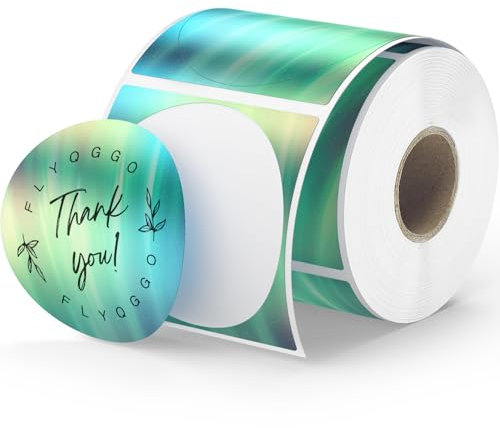 5,1 cm holografische Thermo-Aufkleber-Etiketten, 500 Stück, rund, bedruckbar, thermisch, wasserdicht, Regenbogen-Glitzer für Logo-Design, Preis/Namensschild, Barcode, DIY Custom, Aurora Hellgrün, 500