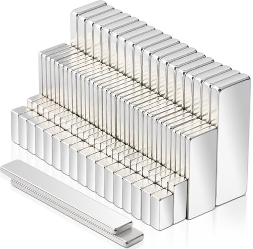 Pack of 200 Neodymium Magnets Bar 5 Different Sizes Strong Rare Earth Magnets, Magnetic Strips for Crafts, Fridge, Whiteboard, Tool Kitchen