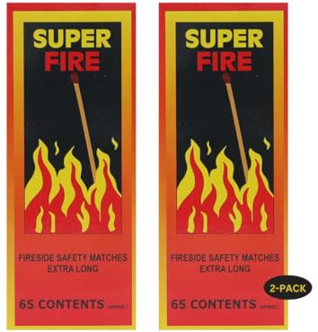 STL (130 Matches) Super Fire Extra Long Safety Matches - 15cm Matches for Wood Burners, BBQs, Fire Pits, Stoves & More - 65 Matches per Box - Premium Quality & Safe Ignition (2 BOXES)