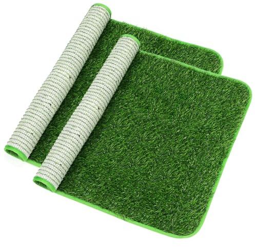 QWORK Artificial Dog Grass Pee Pad, 2 Pcs, 20x25 Washable, Reusable Turf with Superior Drainage, High Water Permeability