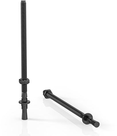 ORTAVA 5 Stück Schwerlastdübel M6 x 120mm, Bolzenanker M6 Edelstahl, Schwerlastanker, Edelstahl A2 V2A, Schwarzes Oxid, mit Unterlegscheiben und Muttern, für Maschinen, Geländer