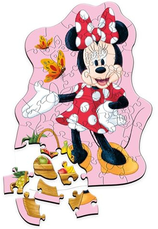 Trefl - Holzpuzzle 50 Teile, Die fröhliche Minnie, Disney, 5+ | Formpuzzle „Wooden Puzzle“, unregelmäßige Formen, 10 Figuren, Figuren aus beliebten Märchen, Gedächtnistraining