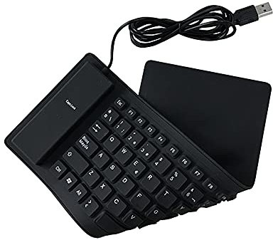 VELATEMOR Teclado de 84 Teclas Español, Teclado con Cable USB Portátil, Silicona Suave Plegable, Silencioso, Resistente Al Agua Y Al Polvo, Fácil de Almacenar Y Transportar. Negro