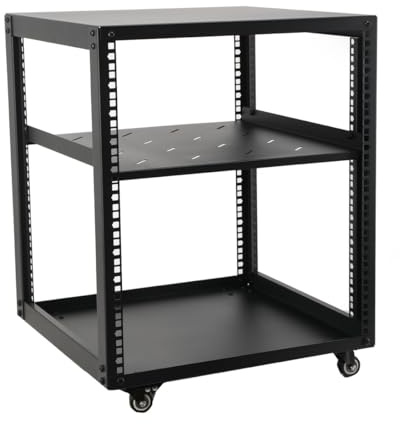 CDZHLTG Rack de Servidor de Marco Abierto de 12U, Rack Móvil de Marco Abierto de 4 Columnas para Servidores, Rack de Red de 19 Pulgadas con Ruedas