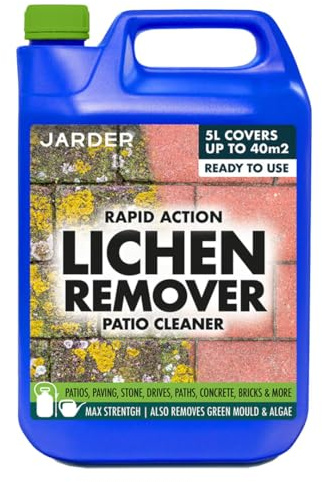 Jarder Rapid Action Ultra Powerful Lichen Remover 5L – Removes Lichen, Black Spot, White Spot, Dirt, Grime, Algae, Mould, and More - Safe on All Stone Types