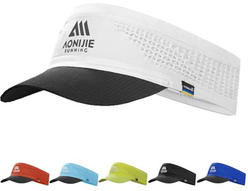 Joscoal Visor Damen Elastisch Running Sport Sun Visor Cap mit Sonnenschutz und Gebogenem Atmungsaktiver Elastisch Sonnenhut Baseballhut Sonnenschild Kappe, Schwarz-Weiß