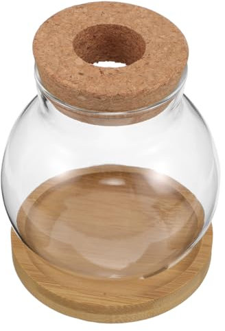 MAGICLULU Hydroponic Glass Vases Versatile Water Plant Pots with Bamboo Tray 2 Sets Sturdy Glass Propagation Vases for Office Desk and Home Decor for Plants and Cuttings