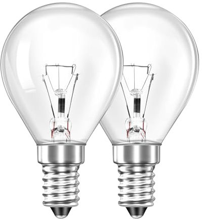 EVOGES 40W Oven Bulb E14 Screw - Heat Resistant, 300°C Tolerant, Warm White, Pack of 2 – Compatible with Bosch, Neff, Siemens, Zanussi