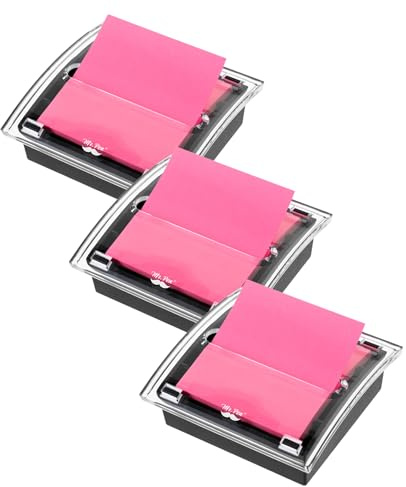Mr. Pen- Pop Up Note Dispenser, 3 x 3, 3 Pack, Black Base, Clear Top